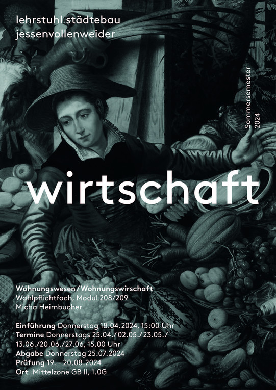 Das Bild zeigt das Plakat zur Lehrveranstaltung "Wohnungswesen" im Sommersemester 2024